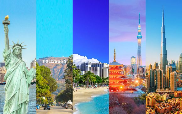 New York, Los Angeles, Honolulu, Tokyo, Dubai